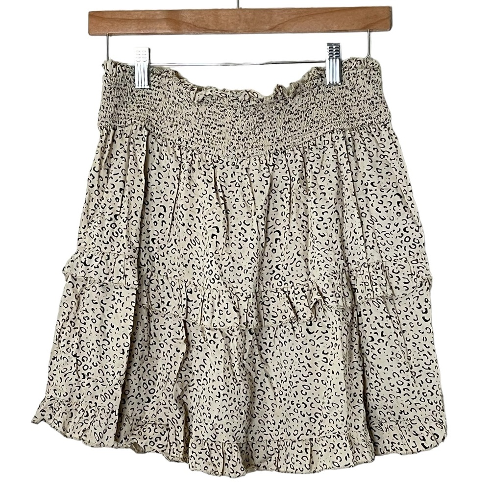 Japna | Like new cheetah print ruffle ruched elastic waist mini skirt si…